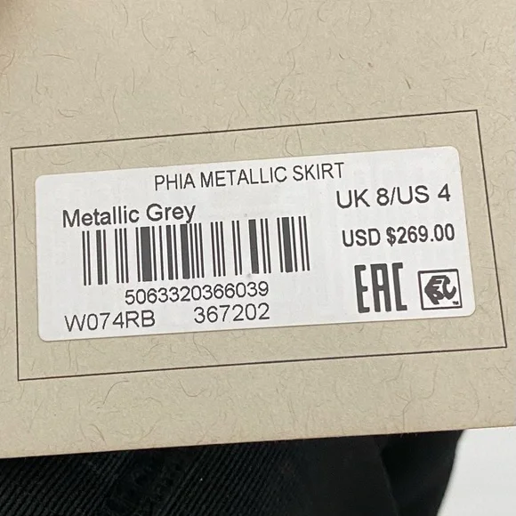 All Saints Phia Pleated Skirt Assymetrical Handkerchief Hem in Metallic Gray - Picture 11 of 11